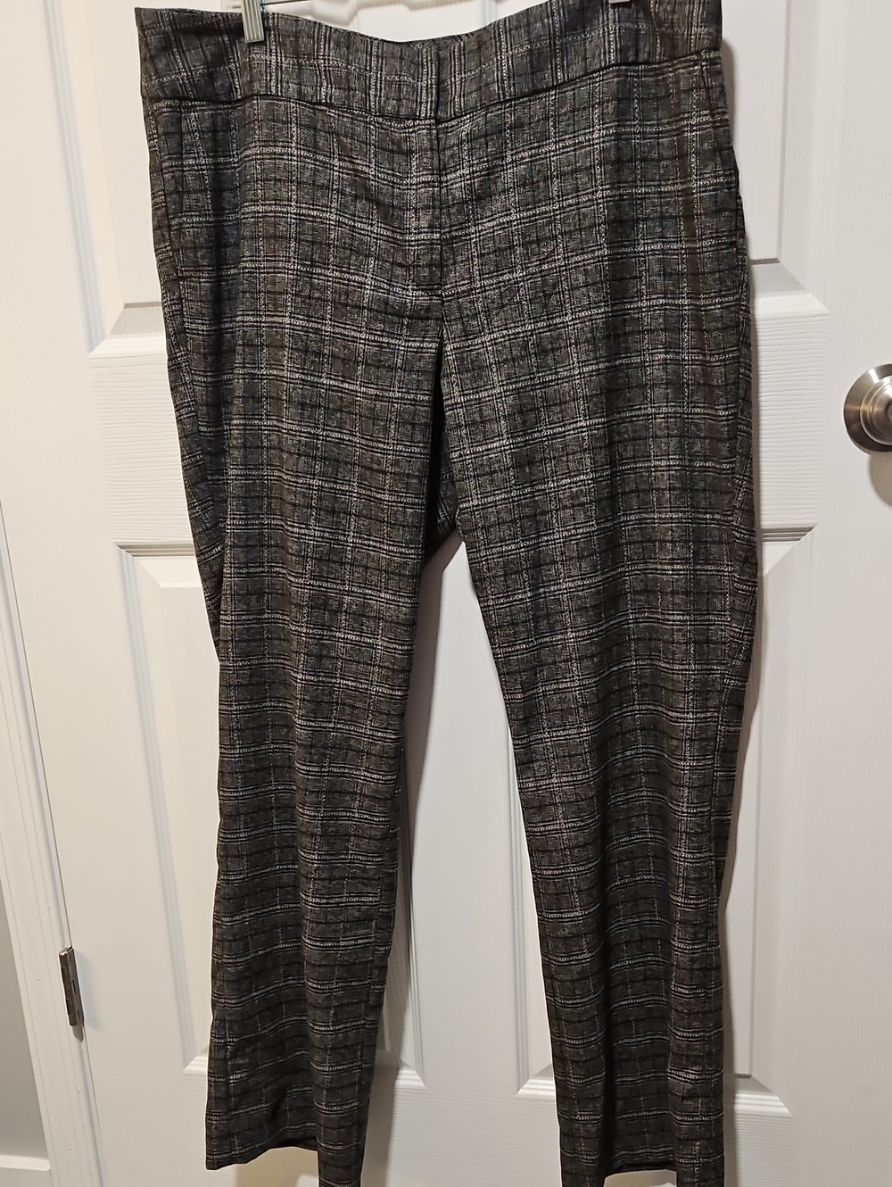 Ann Taylor Black and Gray Plaid Boot-Cut Pants
